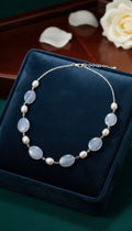 Blue lace agate and freshwater pearl necklace